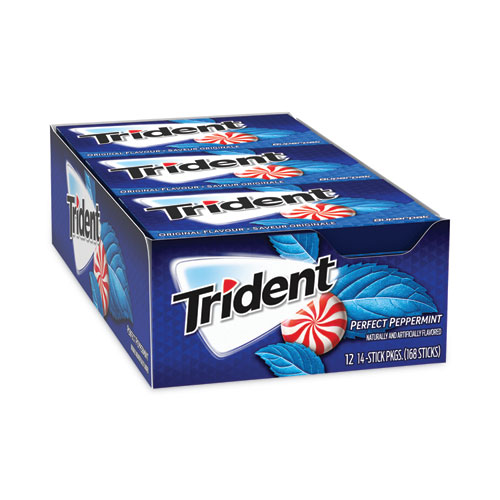 Image of Trident® Sugar-Free Gum, Perfect Peppermint, 14 Pieces/Pack, 12 Packs/Carton, Ships In 1-3 Business Days