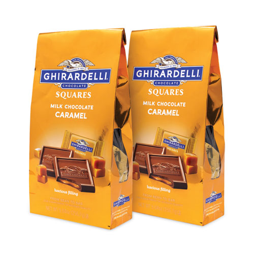 Milk Chocolate and Caramel Chocolate Squares, 9.04 oz Bags, 2 Bags/Pack, Ships in 1-3 Business Days