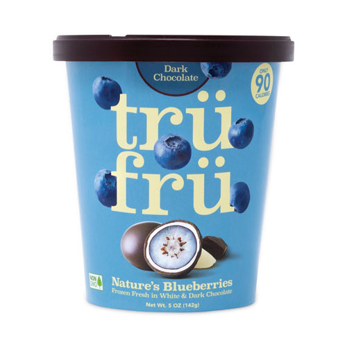 Tru Fru Nature'S Hyper-Chilled Blueberries In White And Dark Chocolate, 5 Oz Cup, 8/Carton, Ships In 1-3 Business Days