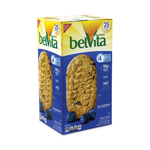 Image of Nabisco® Belvita Breakfast Biscuits, Blueberry, 1.76 Oz Pack, 25 Packs/Carton, Ships In 1-3 Business Days