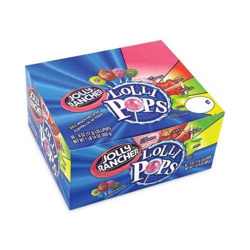 Image of Jolly Rancher® Lollipops Assortment, Assorted Flavors, 0.6 Oz, 50/Carton, Ships In 1-3 Business Days