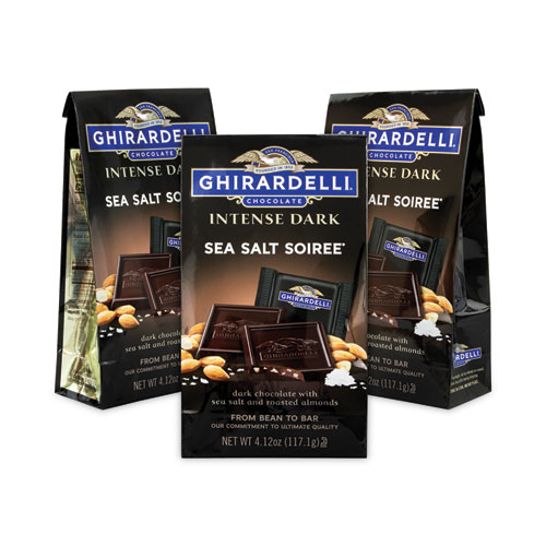 Intense Dark Sea Salt Soiree Chocolate Squares, 4.12 oz Bags, 3 Bags/Pack, Ships in 1-3 Business Days