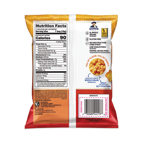 Rice Crisps, Cheddar Cheese, 0.67 oz Bag, 60 Bags/Carton