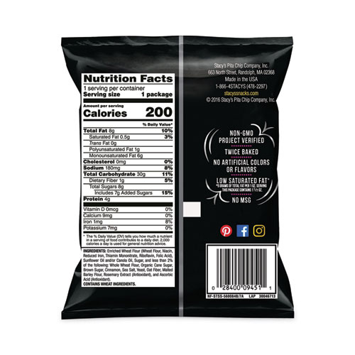 Image of Stacy'S® Pita Chips, 1.5 Oz Bag, Cinnamon Sugar, 24/Carton, Ships In 1-3 Business Days