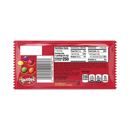 Image of Skittles® Chewy Candy, Original, 2.17 Oz Bag, 36 Bags/Carton, Ships In 1-3 Business Days