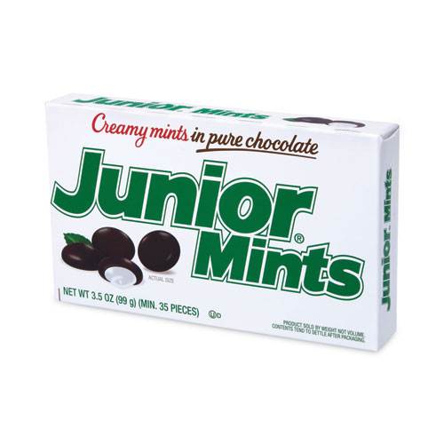 Image of Junior® Mints Theater Box, Dark Chocolate Mint, 3.5 Oz Box, 12/Carton, Ships In 1-3 Business Days