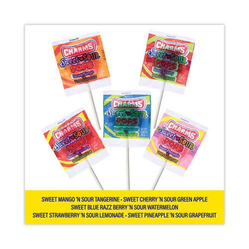 Image of Charms® Sweet And Sour Pop, Assorted Flavors, 0.63 Oz, 48/Carton,  Ships In 1-3 Business Days