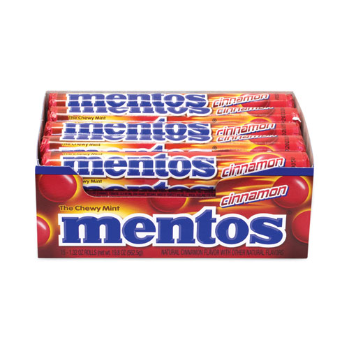 Image of Mentos® Cinnamon Singles Chewy Mints, 1.32 Oz, 15 Rolls/Carton, Ships In 1-3 Business Days