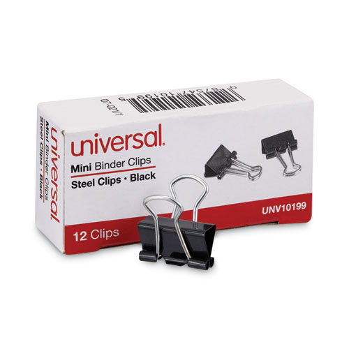 Image of Universal® Binder Clips, Mini, Black/Silver, 12/Box