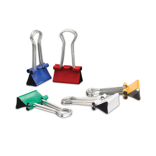 Universal® Binder Clips with Storage Tub, Small, Assorted Colors, 40/Pack