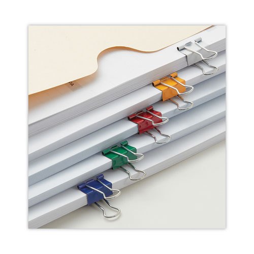 Image of Universal® Binder Clips With Storage Tub, Small, Assorted Colors, 40/Pack