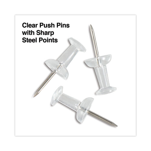 Image of Universal® Clear Push Pins, Plastic, Clear, 0.38", 400/Pack