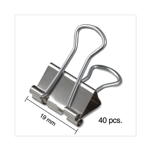 Image of Universal® Binder Clips With Storage Tub, Small, Silver, 40/Pack