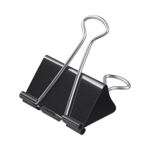 Universal® Binder Clips with Storage Tub, Large, Black/Silver, 12/Pack