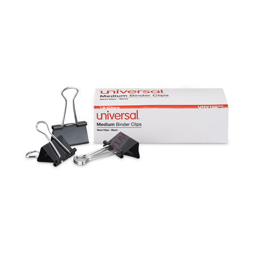 Image of Universal® Binder Clips, Medium, Black/Silver, 12/Box