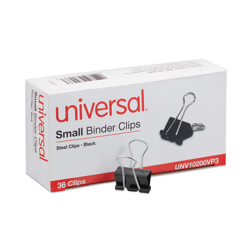 Image of Universal® Binder Clips Value Pack, Small, Black/Silver, 36/Box