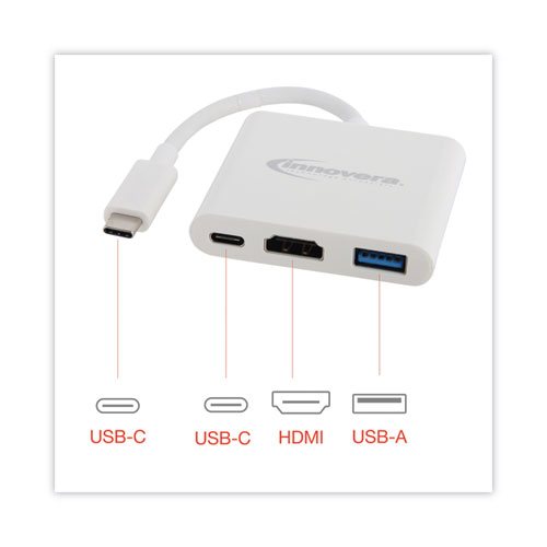 Image of Innovera® Usb Type-C Hdmi Multiport Adapter, Hdmi/Usb-C/Usb 3.0, 0.65 Ft, White