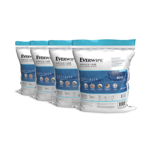 Everwipe™ Cleaning and Deodorizing Wipes, 6 x 8, Lemon, 900/Bag, 4 Bags/Carton