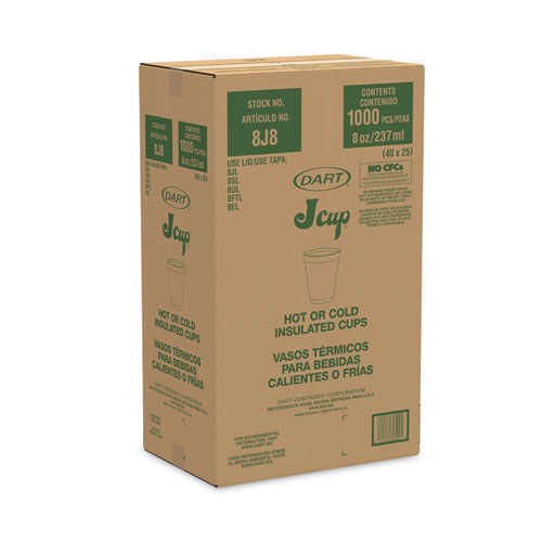 Image of Dart® Foam Drink Cups, 8 Oz, White, 25/Bag, 40 Bags/Carton