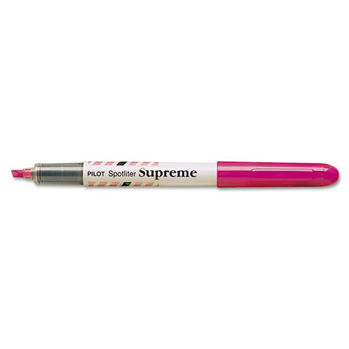 Pilot® Spotliter Supreme Highlighter, Fluorescent Pink Ink, Chisel Tip, Pink/White Barrel