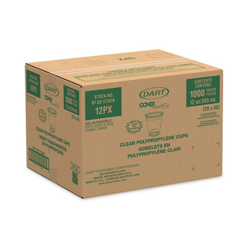 Image of Dart® Conex Clearpro Plastic Cold Cups, 12 Oz, Clear, 50/Sleeve, 20 Sleeves/Carton