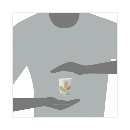 Image of Solo® Bare Eco-Forward Pla Paper Hot Cups, 10 Oz, Leaf Design, White/Green/Orange, 50/Pack