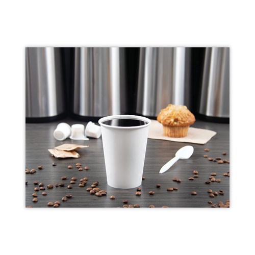 Image of Solo® Single-Sided Poly Paper Hot Cups, 12 Oz, White, 50/Bag, 20 Bags/Carton