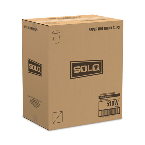 Image of Solo® Single-Sided Poly Paper Hot Cups, 10 Oz, White, 1,000/Carton