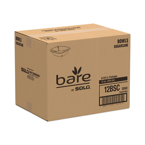 Bare Eco-Forward Sugarcane Dinnerware, Bowl, 12 oz, Ivory, 125/Pack, 8 Packs/Carton
