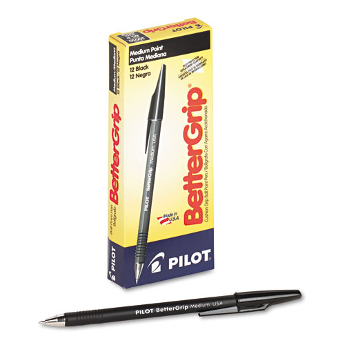 Pilot® BetterGrip Ball Point Stick Pen, Black Ink, 1mm, Dozen