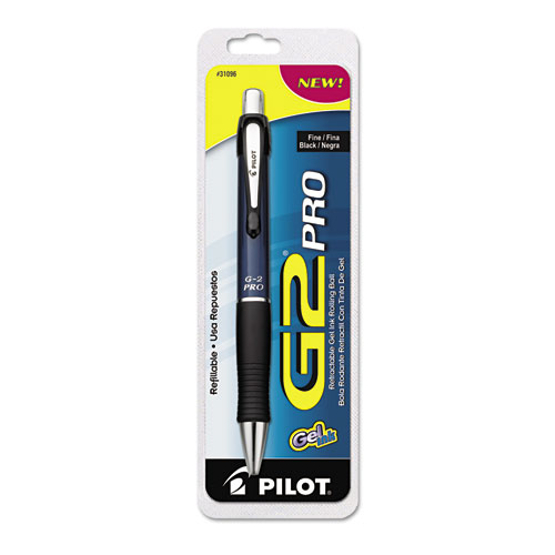 G2 Pro Retractable Gel Pen, Fine 0.7mm, Black Ink, Blue Barrel