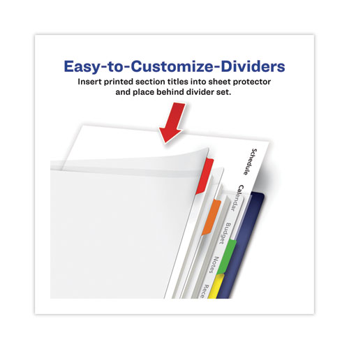 Image of Avery® Clear Easy View Plastic Dividers With Multicolored Tabs And Sheet Protector, 8-Tab, 11 X 8.5, Clear, 1 Set