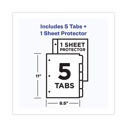 Image of Avery® Clear Easy View Plastic Dividers With Multicolored Tabs And Sheet Protector, 5-Tab, 11 X 8.5, Clear, 1 Set