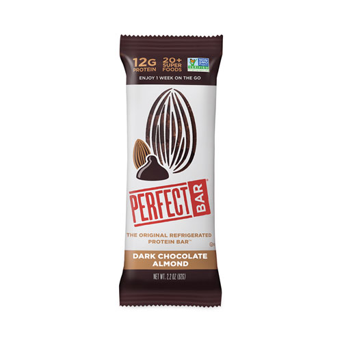 Perfect Bar® Refrigerated Protein Bar, Dark Chocolate Almond, 2.2 oz Bar, 16/Carton, Ships in 1-3 Business Days