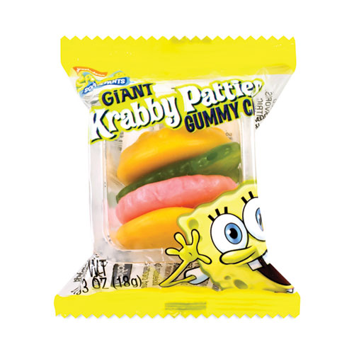 SpongeBob Squarepants Giant Krabby Patties Gummy Candy, 0.63 oz Pack, 36/Carton, Ships in 1-3 Business Days