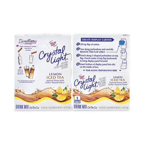 Image of Crystal Light® On-The-Go Sugar-Free Drink Mix, Iced Tea, 0.08 Oz Single-Serving Tubes, 30/Box, 2 Boxes/Carton, Ships In 1-3 Business Days