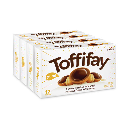 Toffifay Caramel Candy, 3.5 oz Box, 4 Boxes/Carton, Ships in 1-3 Business Days