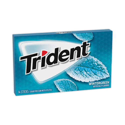 Trident® Sugar-Free Gum, Wintergreen, 14 Sticks/Pack, 12 Packs/Carton, Ships In 1-3 Business Days
