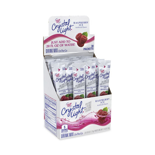 Image of Crystal Light® On-The-Go Sugar-Free Drink Mix, Raspberry Ice, 0.08 Oz Single-Serving Tube, 30/Pk, 2 Packs/Carton, Ships In 1-3 Business Days