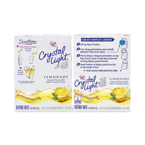 On-The-Go Sugar-Free Drink Mix, Lemonade, 0.17 oz Single-Serving Tubes, 30/Pack, 2 Packs/Carton, Ships in 1-3 Business Days