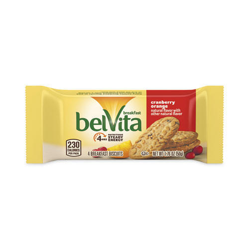 Image of Belvita Cranberry Orange Crunchy Breakfast Biscuits, 1.76 Oz Packet Of 6, 5 Packs/Box, 6 Boxes/Carton, Ships In 1-3 Business Days