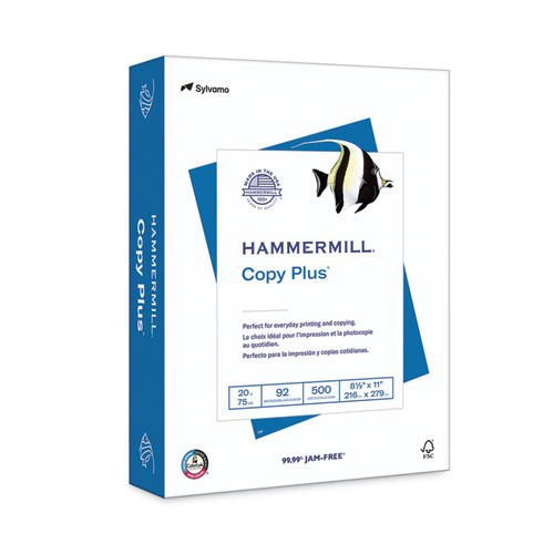Image of Hammermill® Copy Plus Print Paper, 92 Bright, 20 Lb Bond Weight, 8.5 X 11, White, 500 Sheets/Ream, 10 Reams/Carton, 40 Cartons/Pallet