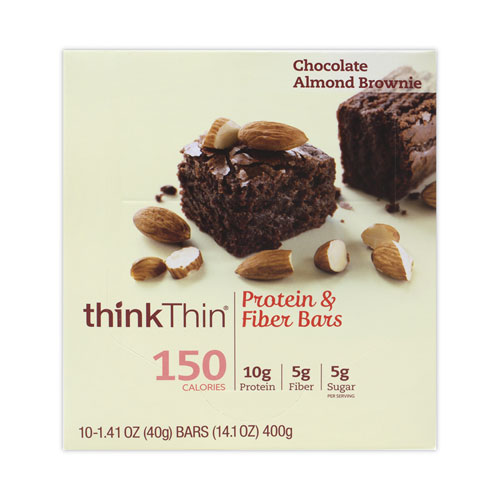 thinkThin® High Protein Bars, Almond Brownie, 1.41 oz Bar, 10 Bars/Box, Delivered in 1-4 Business Days