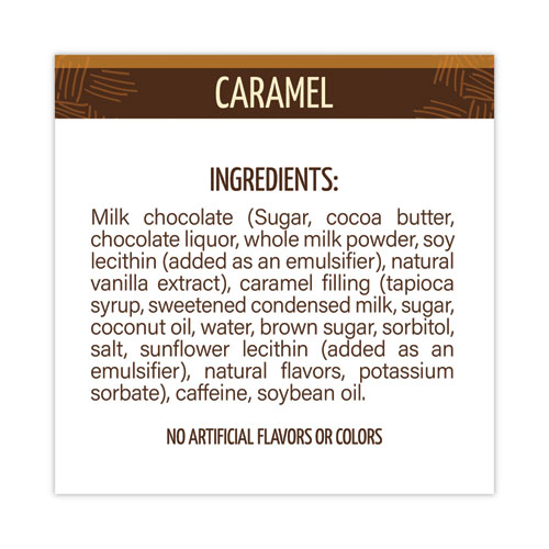 Caffeinated Caramel Chocolate Bites, 0.58 oz Bars, 50 Bars/Carton, Ships in 1-3 Business Days