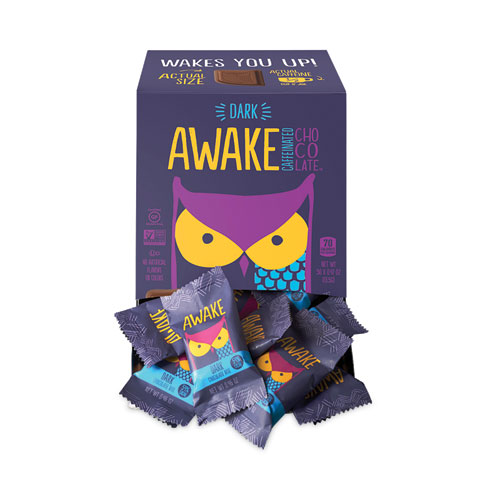 Image of Awake Caffeinated Dark Chocolate Bites, 0.47 Oz Bars, 50 Bars/Carton, Ships In 1-3 Business Days