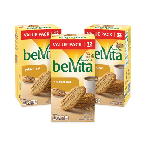 Image of Nabisco® Belvita Breakfast Biscuits, Golden Oat, 1.76 Oz Packet Of 4, 12 Packets/Box, 3 Boxes/Carton, Ships In 1-3 Business Days