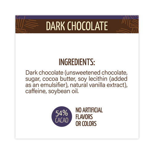 Caffeinated Dark Chocolate Bites, 0.47 oz Bars, 50 Bars/Carton, Ships in 1-3 Business Days