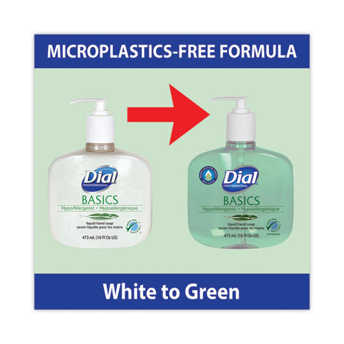 Image of Dial® Professional Basics Mp Free Liquid Hand Soap, Unscented, 16 Oz Pump Bottle, 12/Carton