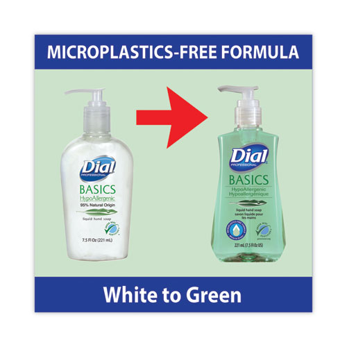 Image of Dial® Professional Basics Mp Free Liquid Hand Soap, Unscented, 7.5 Oz Pump Bottle, 12/Carton