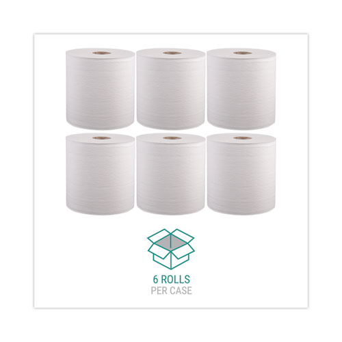 Image of Windsoft® Hardwound Roll Towels, 1-Ply, 8" X 800 Ft, White, 6 Rolls/Carton